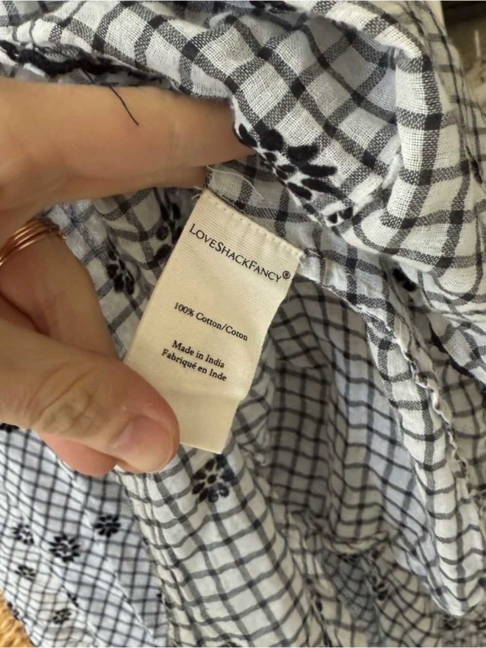 Rare LoveShackFancy Black Floral Check Maxi Dress Size 2 - Picture 5 of 5